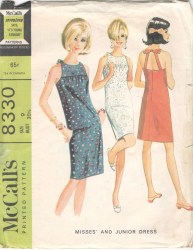 8330 MCCALLS 1966 SUPER YOKE HALTER SHIFT DRESS PATTERN 14 34B
